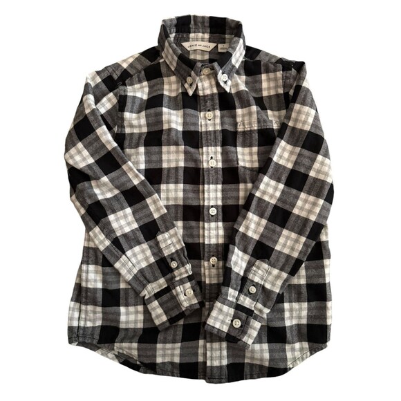 Janie & Jack Black and White Flannel Button Down Shirt Boys‎ Size 5 - Picture 1 of 5